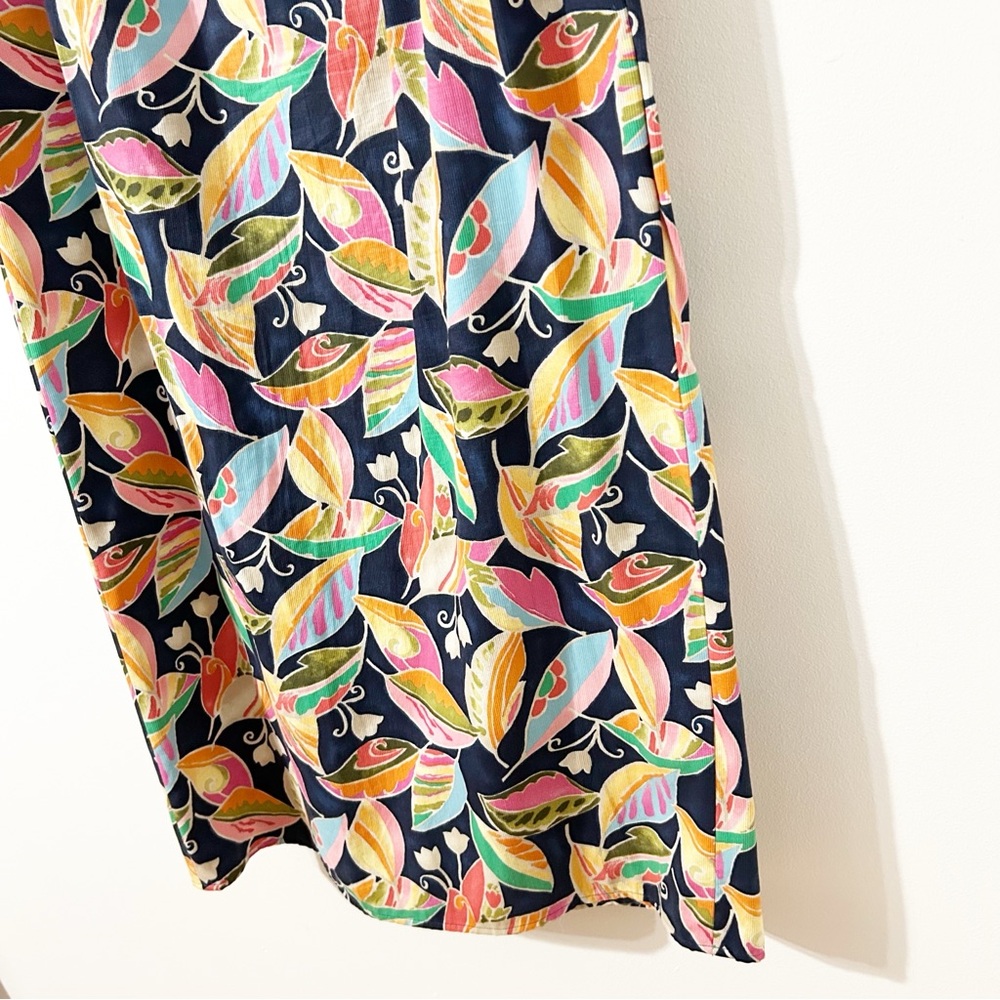 Vintage Talbots Pin Wale Light Corduroy Multicolor Botanical Faux Wrap Skirt - Picture 6 of 11